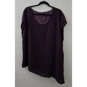 Torrid Cheetah Print Asymmetrical Blouse Semi‎ Sheer Animal Print Women's Size 1